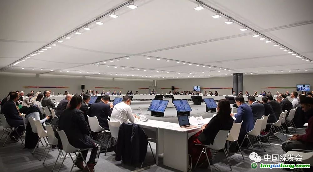 代表們在締約方會議主席會議上就談判成果進行磋商。（來源：IISD/ENB）